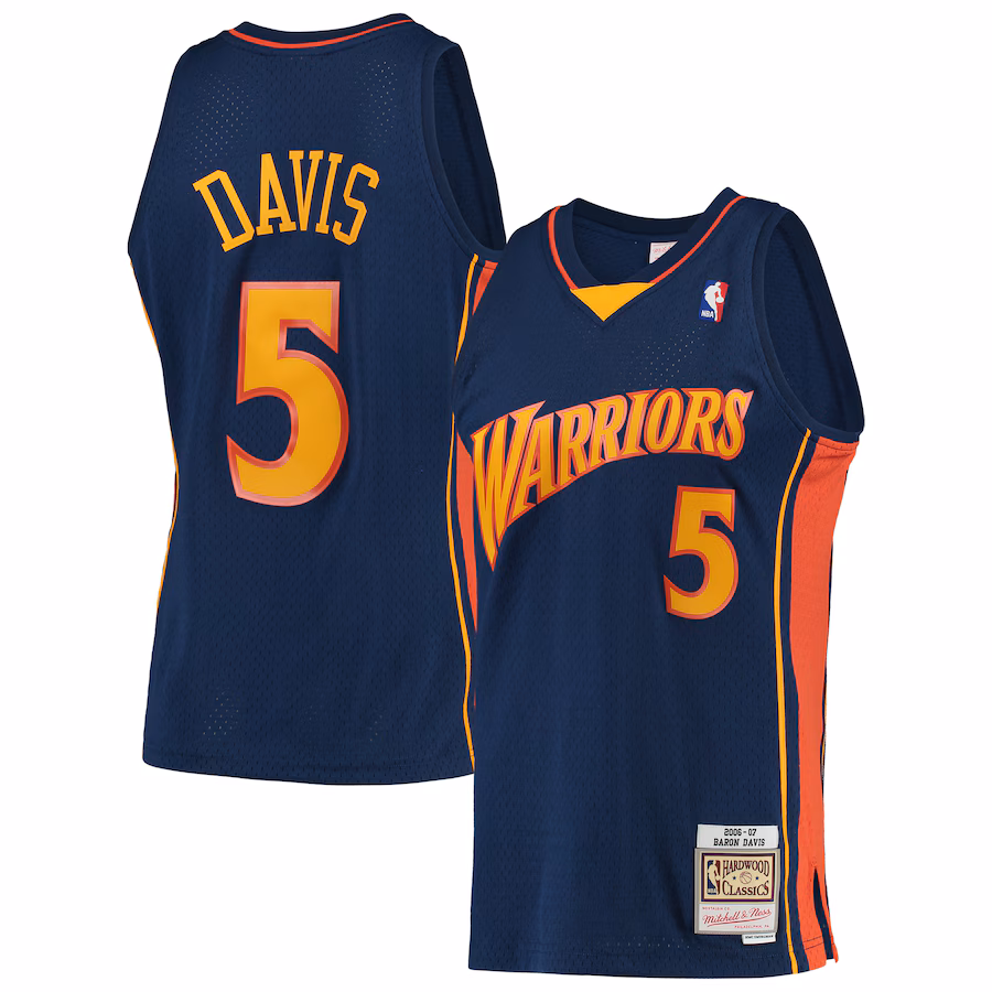 Men's Golden State Warriors Baron Davis Mitchell & Ness Navy 2006/07 Hardwood Classics Swingman Jersey - Ujersey