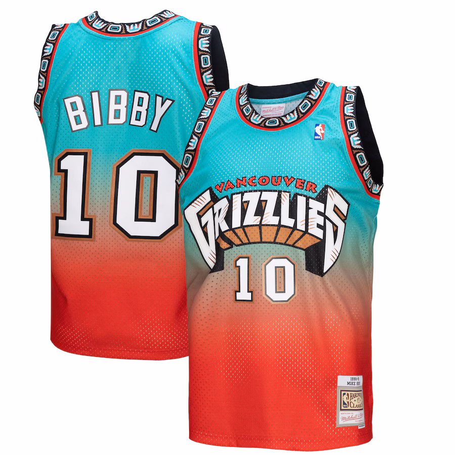 Men's Vancouver Grizzlies Mike Bibby Mitchell & Ness Red/Teal 1998/99 Hardwood Classics Fadeaway Swingman Player Jersey - Ujersey