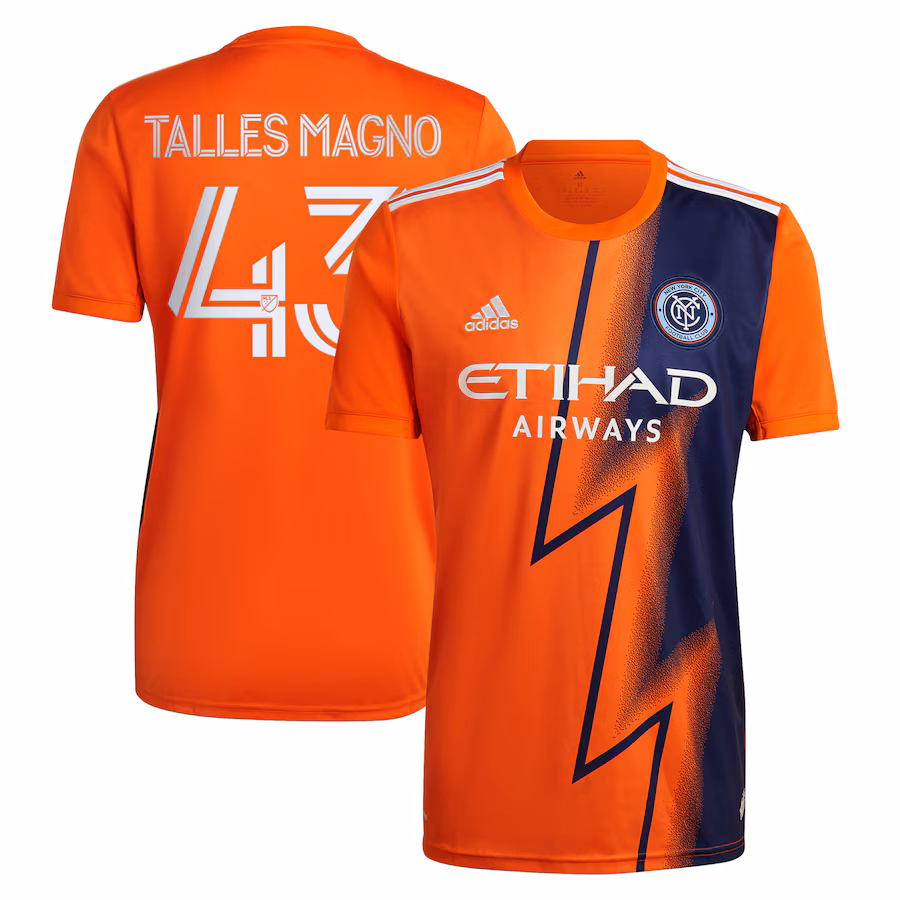 Men's New York City FC Talles Magno adidas Orange 2022 The Volt Kit Replica Player Jersey - Ujersey