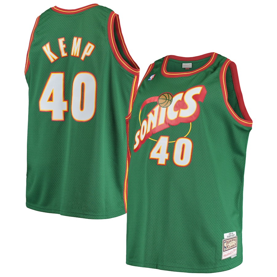 Men's Seattle SuperSonics Shawn Kemp Mitchell & Ness Green 1995/96 Big & Tall Hardwood Classics Swingman Jersey - Ujersey