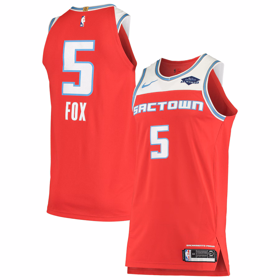 Men's Sacramento Kings De'Aaron Fox Nike Red Authentic Badge Jersey - City Edition - Ujersey