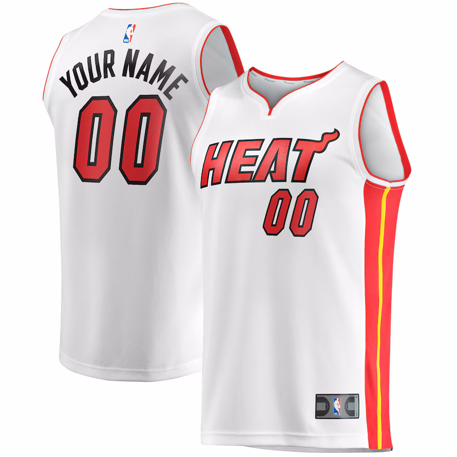 Men's Miami Heat Fanatics White Fast Break Custom Replica Jersey - Association Edition - Ujersey