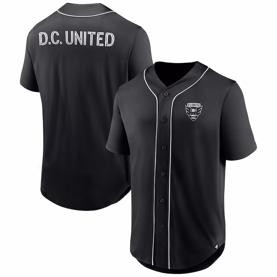 Men's D.C. United Fanatics Black Third Period Fashion Baseball Button-Up Jersey - Ujersey