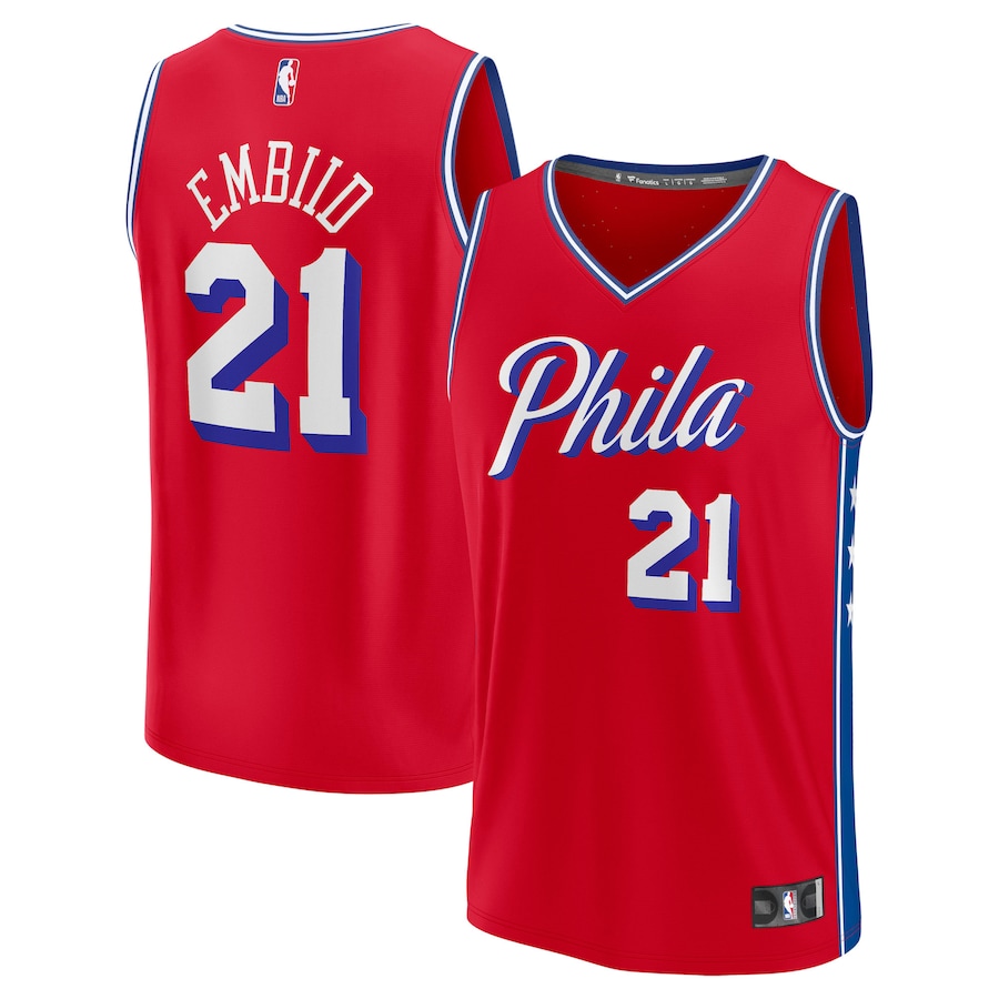 Men's Philadelphia 76ers Joel Embiid Fanatics Red Fast Break Replica Player Jersey - Statement Edition - Ujersey