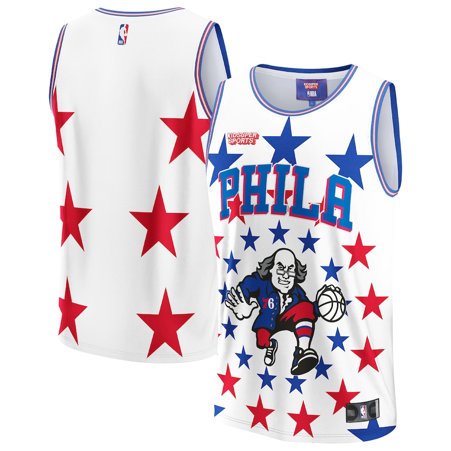 Unisex Philadelphia 76ers NBA & KidSuper Studios by Fanatics White Hometown Jersey - Ujersey