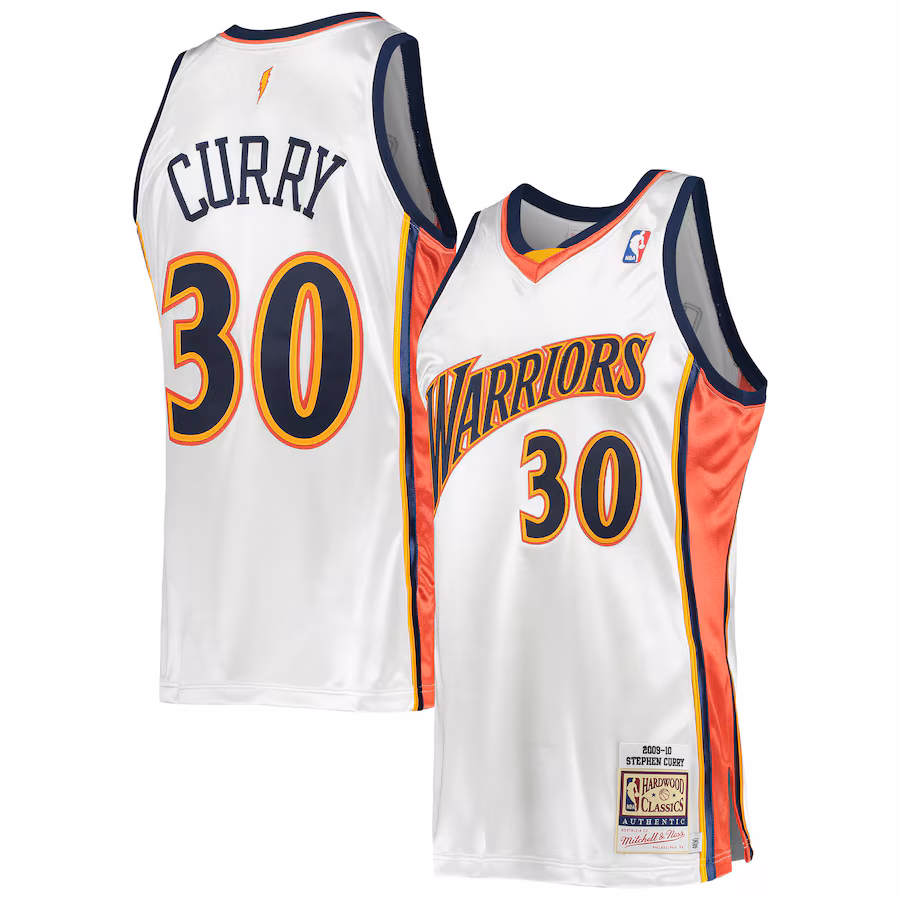 Men's Golden State Warriors Stephen Curry Mitchell & Ness White 2009/10 Hardwood Classics Authentic Jersey - Ujersey