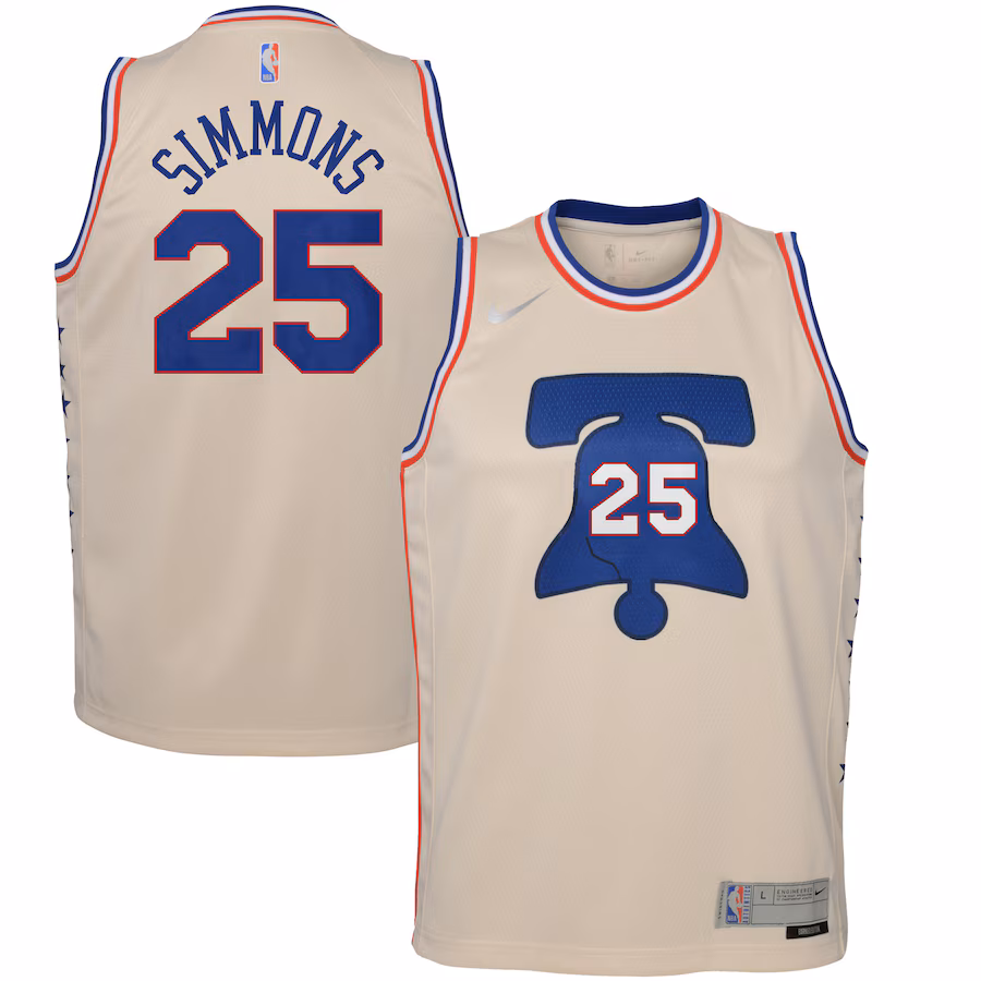 Youth Philadelphia 76ers Ben Simmons Nike Cream 2020/21 Swingman Player Jersey - Earned Edition - Ujersey