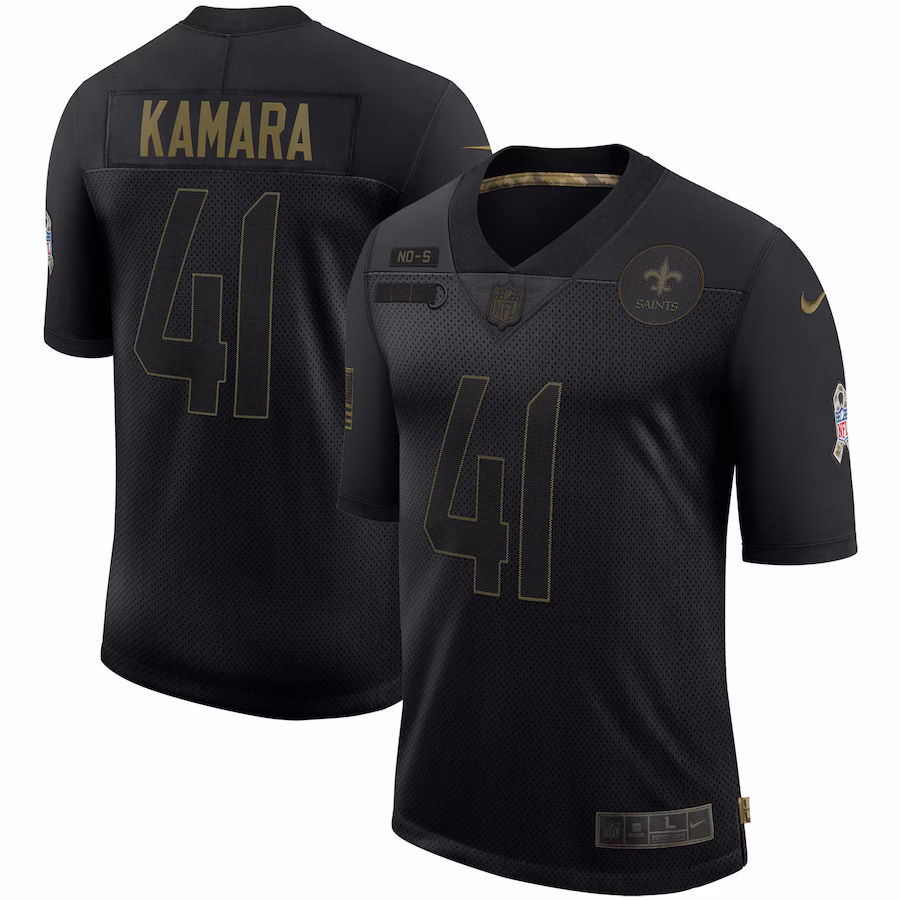 Men's New Orleans Saints Alvin Kamara Nike Black 2020 Salute To Service Limited Jersey - Ujersey