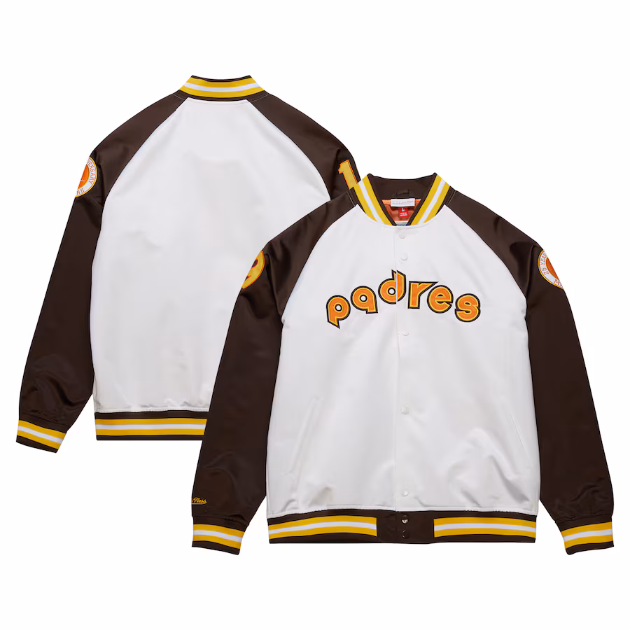 Men's San Diego Padres Tony Gwynn Mitchell & Ness White Cooperstown Collection Legends Lightweight Satin Raglan Full-Snap Jacket - Ujersey
