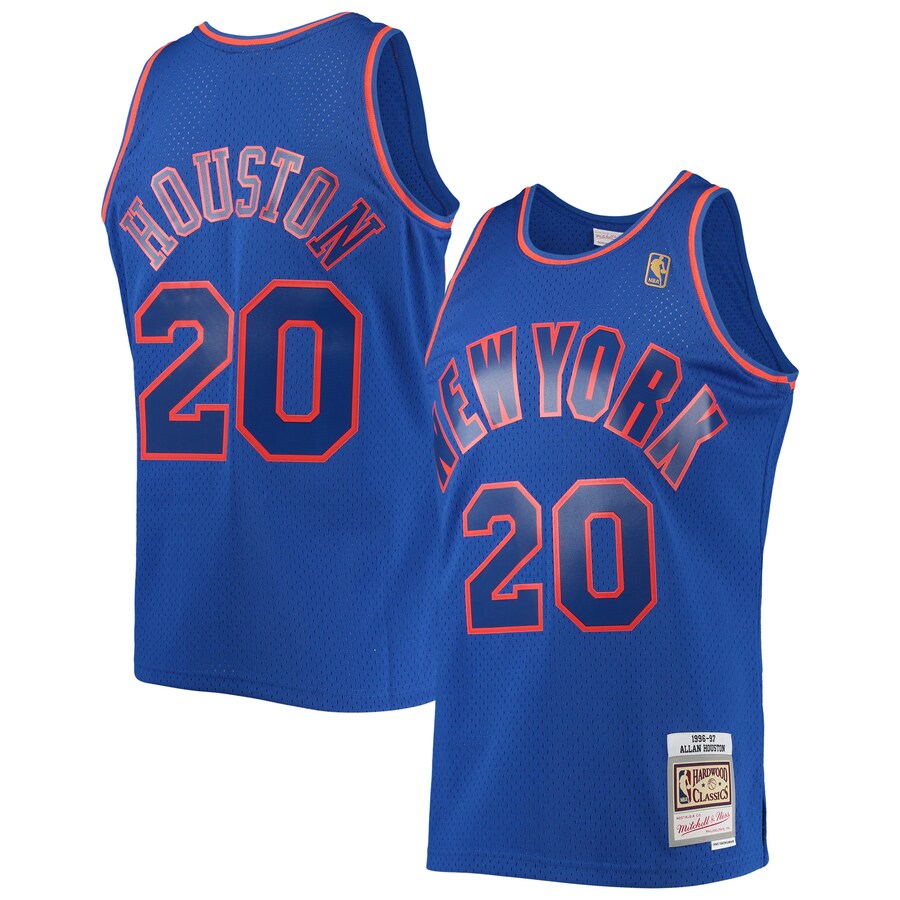 Men's New York Knicks Allan Houston Mitchell & Ness Blue 1996/97 Throwback Dark Swingman Jersey - Ujersey