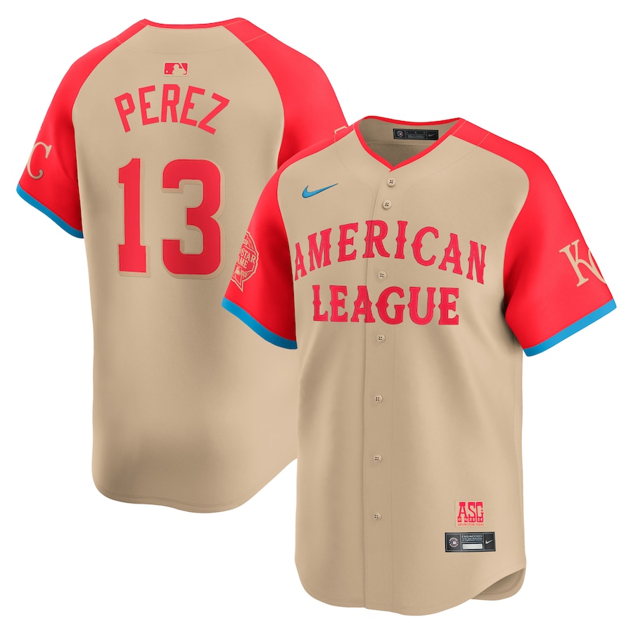 Men's American League Salvador Perez Nike Cream 2024 MLB All-Star Game Limited Player Jersey - Ujersey