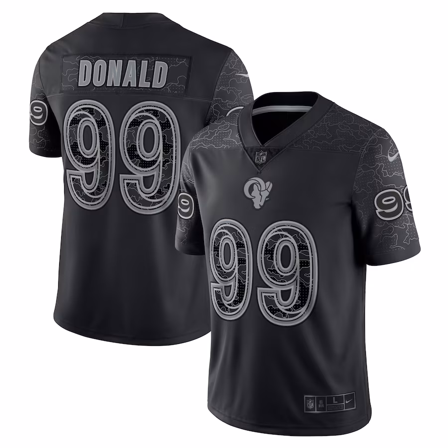 Men's Los Angeles Rams Aaron Donald Nike Black RFLCTV Limited Jersey - Ujersey