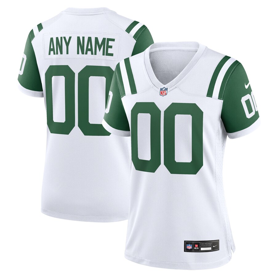 Women's New York Jets  Nike White Classic Alternate Custom Replica Jersey - Ujersey