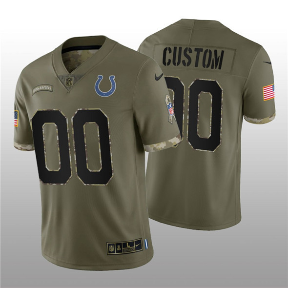 Men's Indianapolis Colts ACTIVE PLAYER Custom 2022 Olive Salute To Service Limited Stitched Jersey - Ujersey