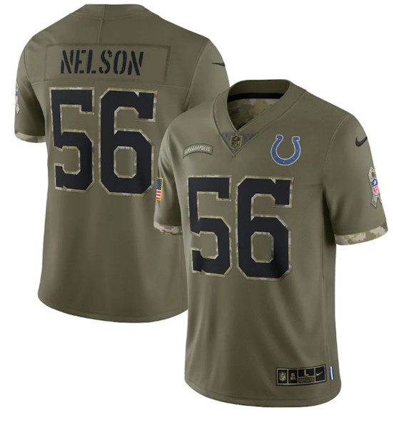 Men's Indianapolis Colts #56 Quenton Nelson 2022 Olive Salute To Service Limited Stitched Jersey - Ujersey
