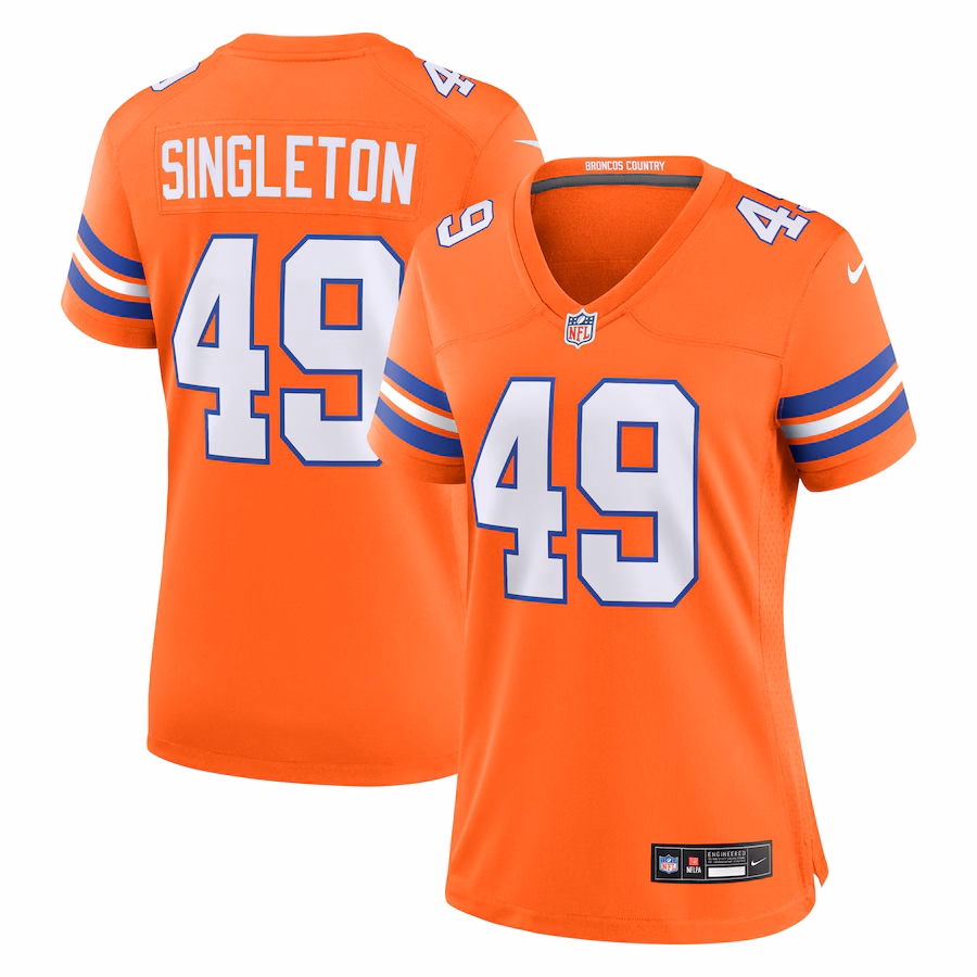 Women's Denver Broncos Alex Singleton Nike Orange Mile High Collection 1977 Throwback Player Game Jersey - Ujersey