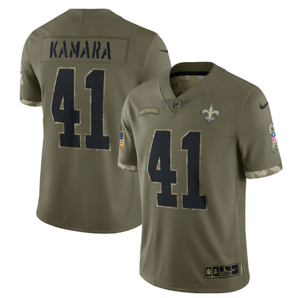 Men's New Orleans Saints #41 Alvin Kamara 2022 Olive Salute To Service Limited Stitched Jersey - Ujersey