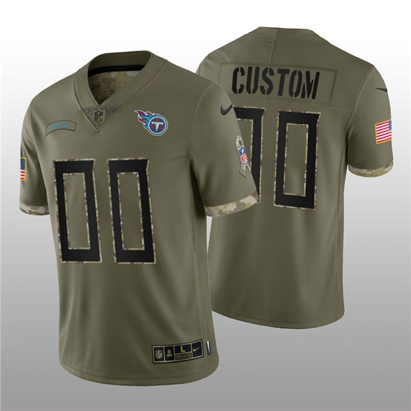 Men's Tennessee Titans ACTIVE PLAYER Custom 2022 Olive Salute To Service Limited Stitched Jersey - Ujersey