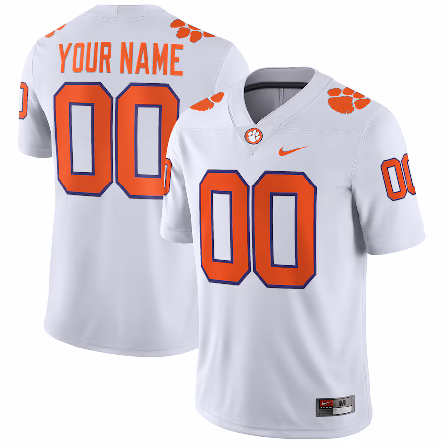Clemson Tigers Nike Custom Football Game Jersey - White - Ujersey
