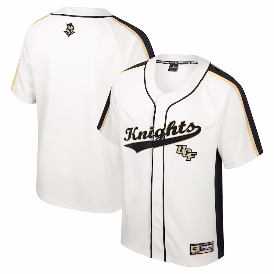 UCF Knights Colosseum Ruth Button-Up Baseball Jersey - Cream - Ujersey