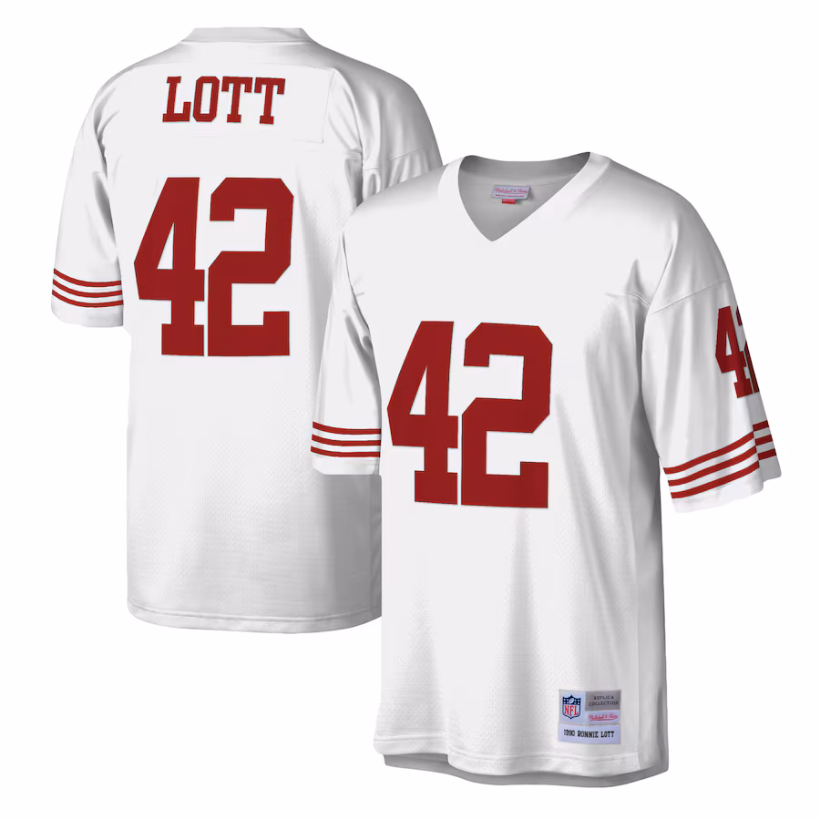 Men's San Francisco 49ers Ronnie Lott Mitchell & Ness White Legacy Replica Jersey - Ujersey