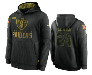 Men's Las Vegas Raiders #24 Johnathan Abram Black 2020 Salute To Service Sideline Performance Pullover Hoodie - Ujersey