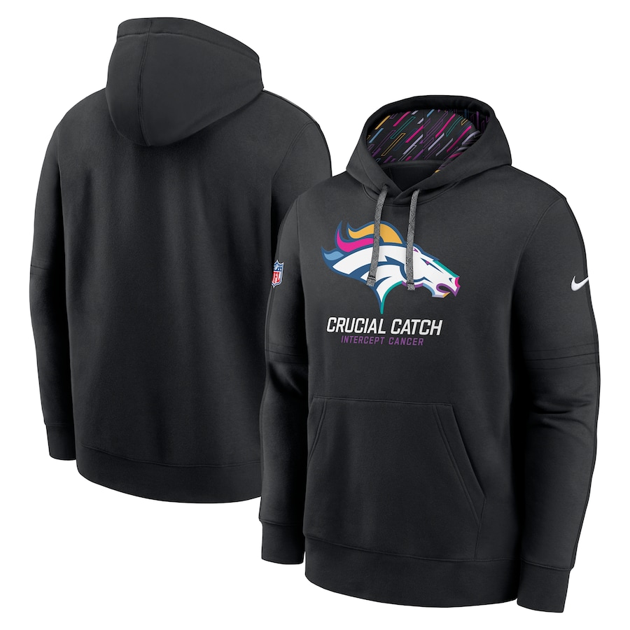 Men's Denver Broncos Nike Black 2024 NFL Crucial Catch Club Pullover Hoodie - Ujersey