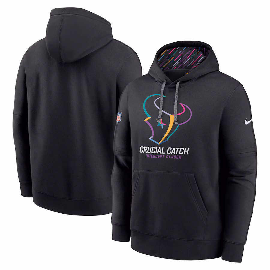 Men's Houston Texans Nike Black 2024 NFL Crucial Catch Club Pullover Hoodie - Ujersey