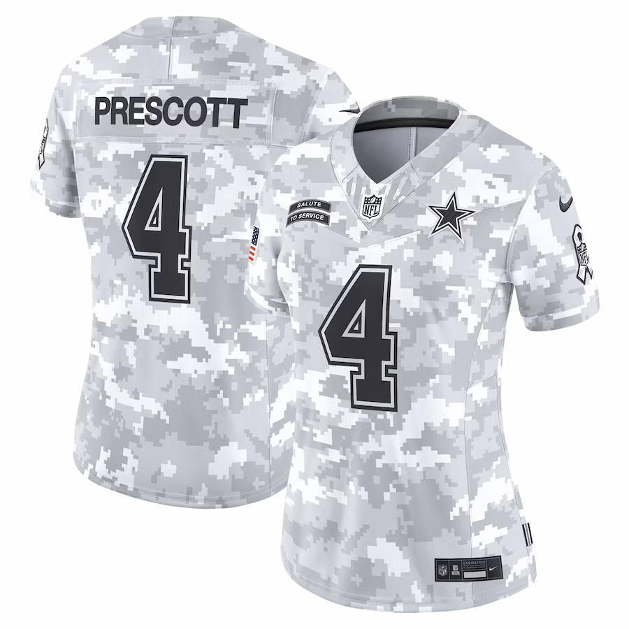 Women's Dallas Cowboys Dak Prescott Nike Arctic Camo 2024 Salute to Service Limited Jersey - Ujersey