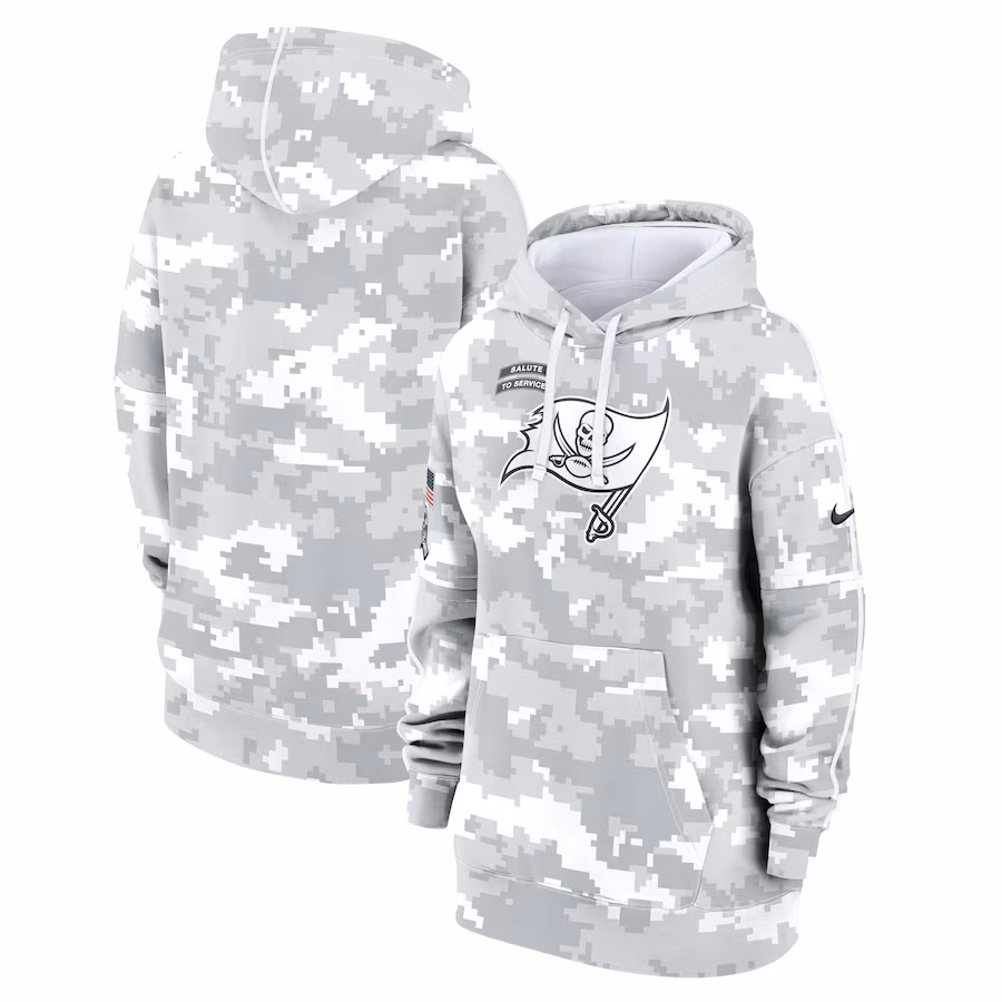 Women's Tampa Bay Buccaneers Nike Arctic Camo 2024 Salute To Service Club Fleece Pullover Hoodie - Ujersey