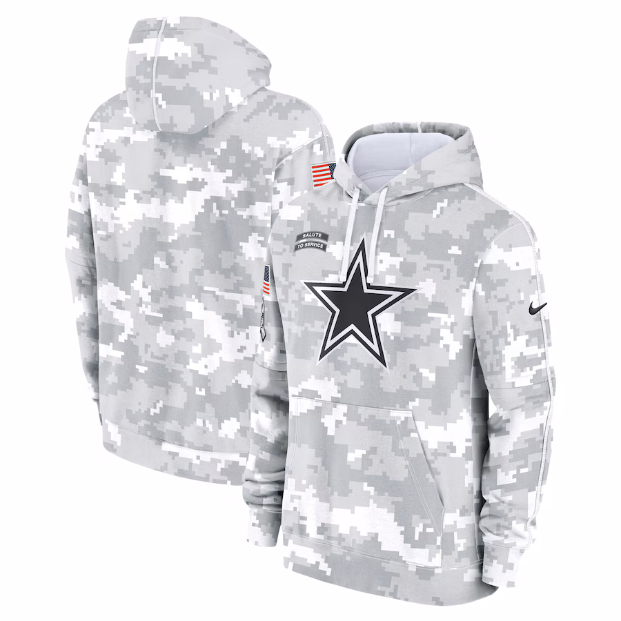 Men's Dallas Cowboys Nike Arctic Camo 2024 Salute to Service Club Fleece Pullover Hoodie - Ujersey