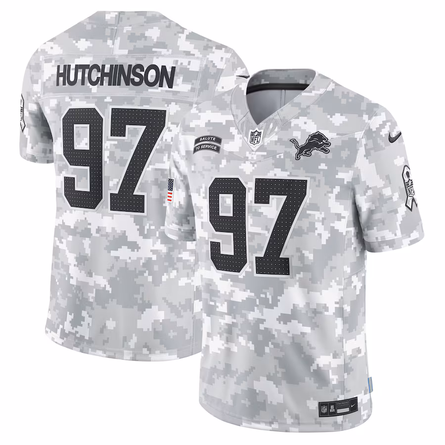 Men's Detroit Lions Aidan Hutchinson Nike Arctic Camo 2024 Salute to Service Limited Jersey - Ujersey
