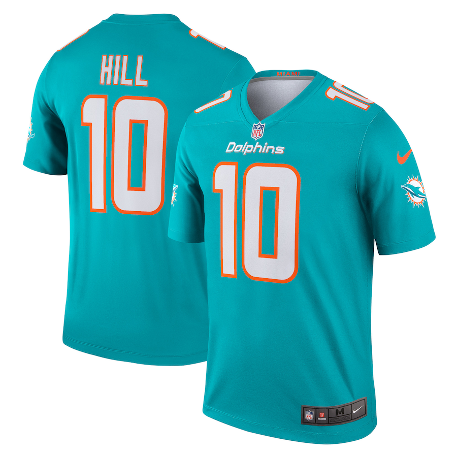 Men's Miami Dolphins Tyreek Hill Nike Aqua Team Legend Player Performance Top - Ujersey