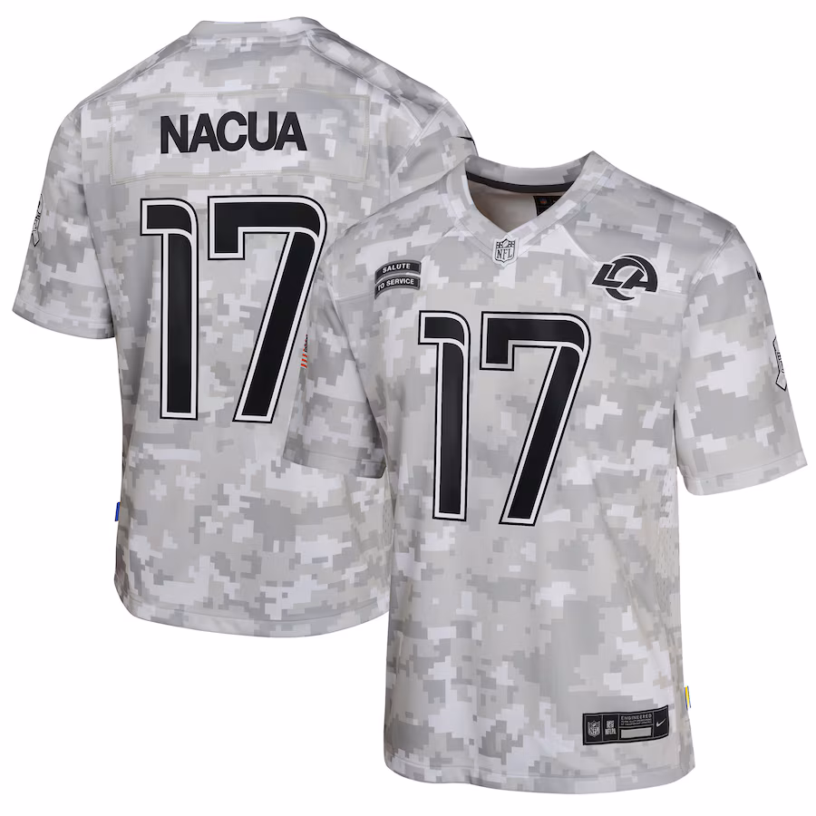 Youth Los Angeles Rams Puka Nacua Nike Arctic Camo 2024 Salute to Service Game Jersey - Ujersey