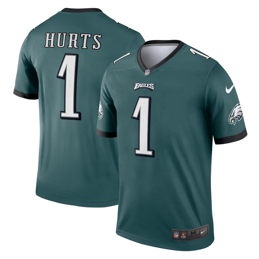 Men's Philadelphia Eagles Jalen Hurts Nike Midnight Green Team Legend Player Performance Top - Ujersey