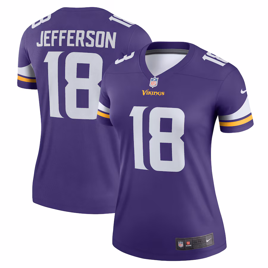 Women's Minnesota Vikings Justin Jefferson Nike Purple Legend Player Performance Top - Ujersey