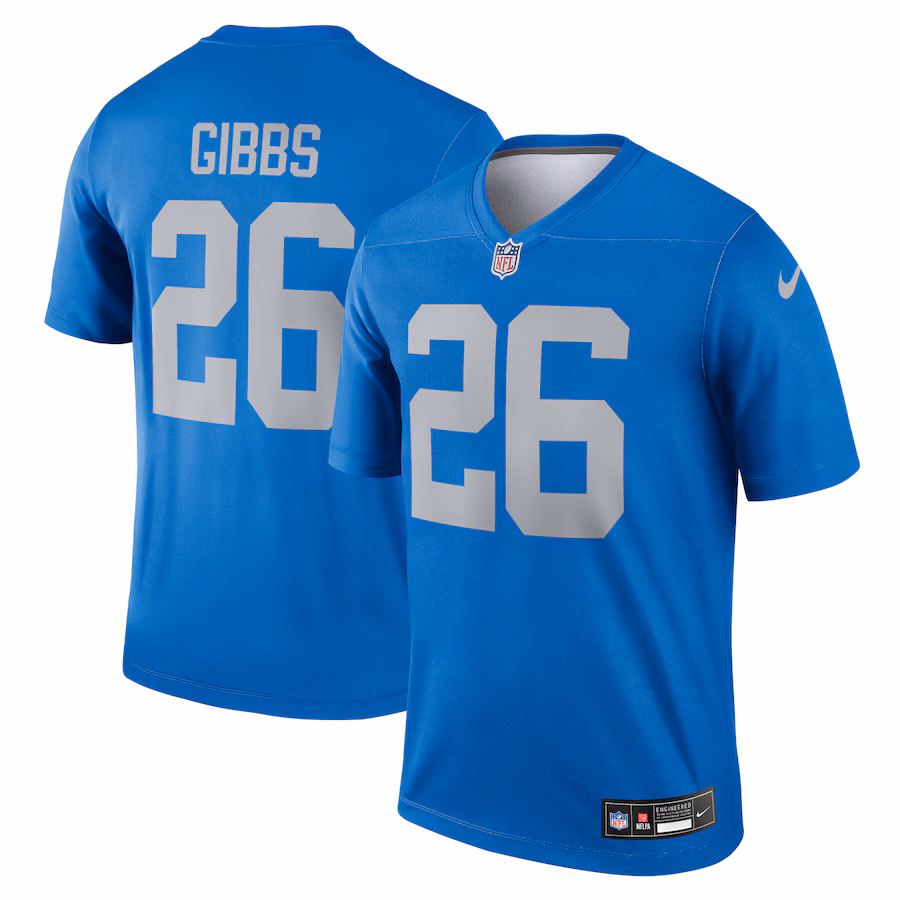 Men's Detroit Lions Jahmyr Gibbs Nike Blue Alternate Legend Player Performance Top - Ujersey