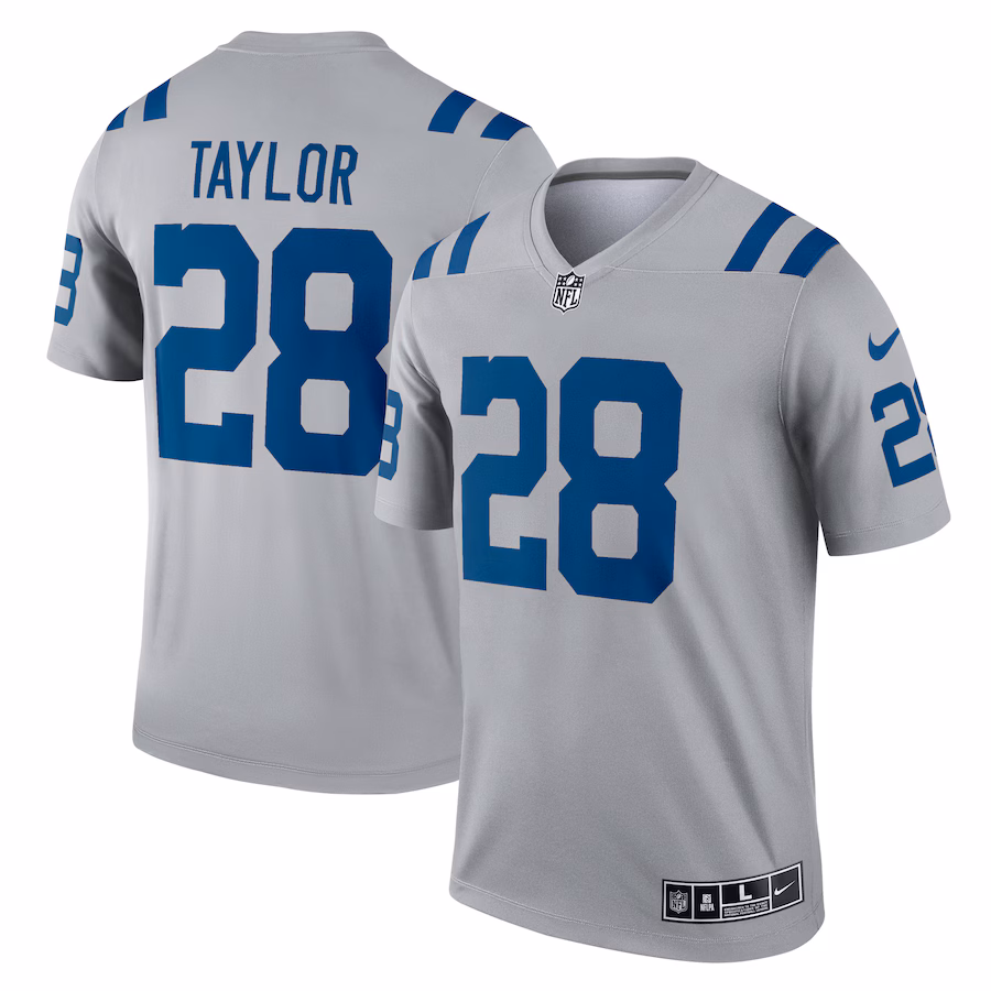 Men's Indianapolis Colts Jonathan Taylor Nike Gray Inverted Legend Player Performance Top - Ujersey