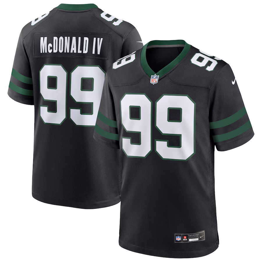 Men's New York Jets Will McDonald IV Nike Legacy Black Alternate Game Jersey - Ujersey