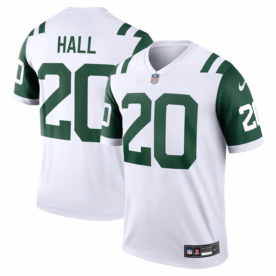 Men's New York Jets Breece Hall Nike White Alternate Legend Player Performance Top - Ujersey
