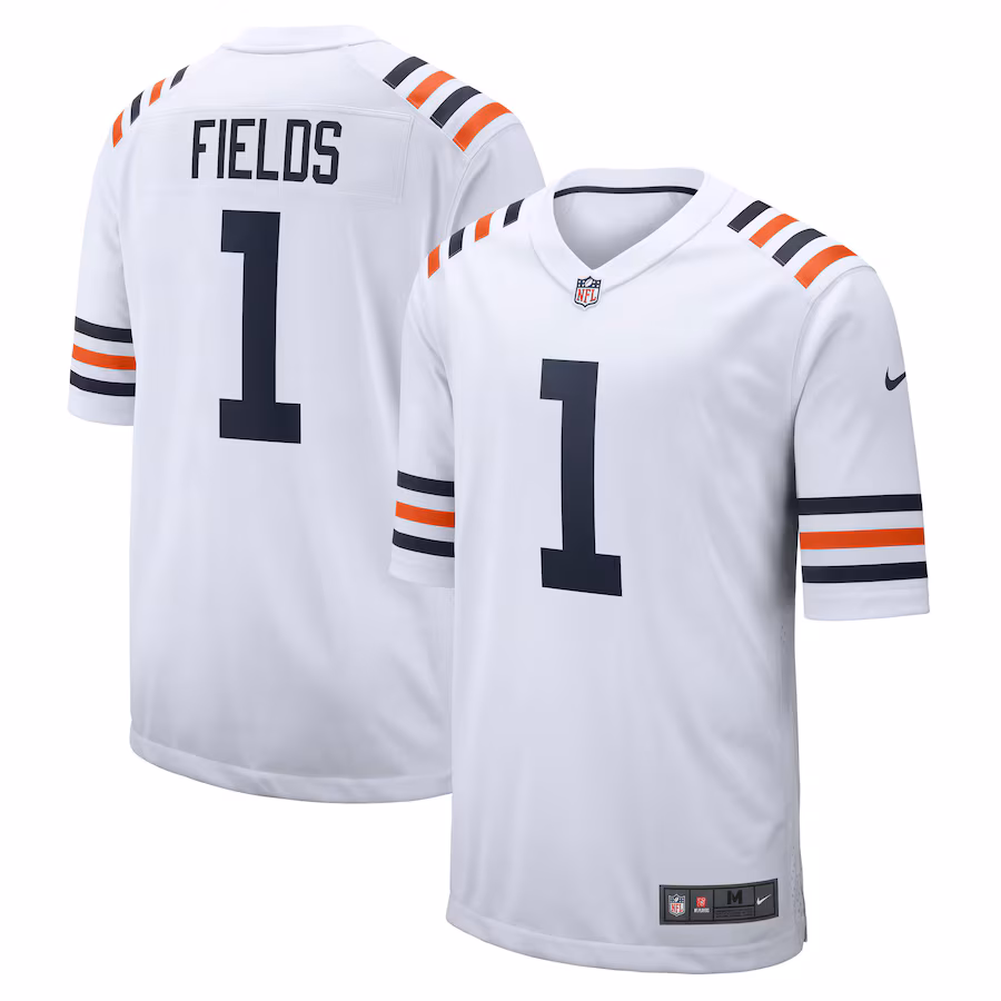 Men's Chicago Bears Justin Fields Nike White Alternate Classic Game Jersey - Ujersey