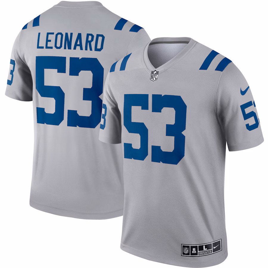 Men's Indianapolis Colts Shaquille Leonard Nike Gray Inverted Legend Player Performance Top - Ujersey