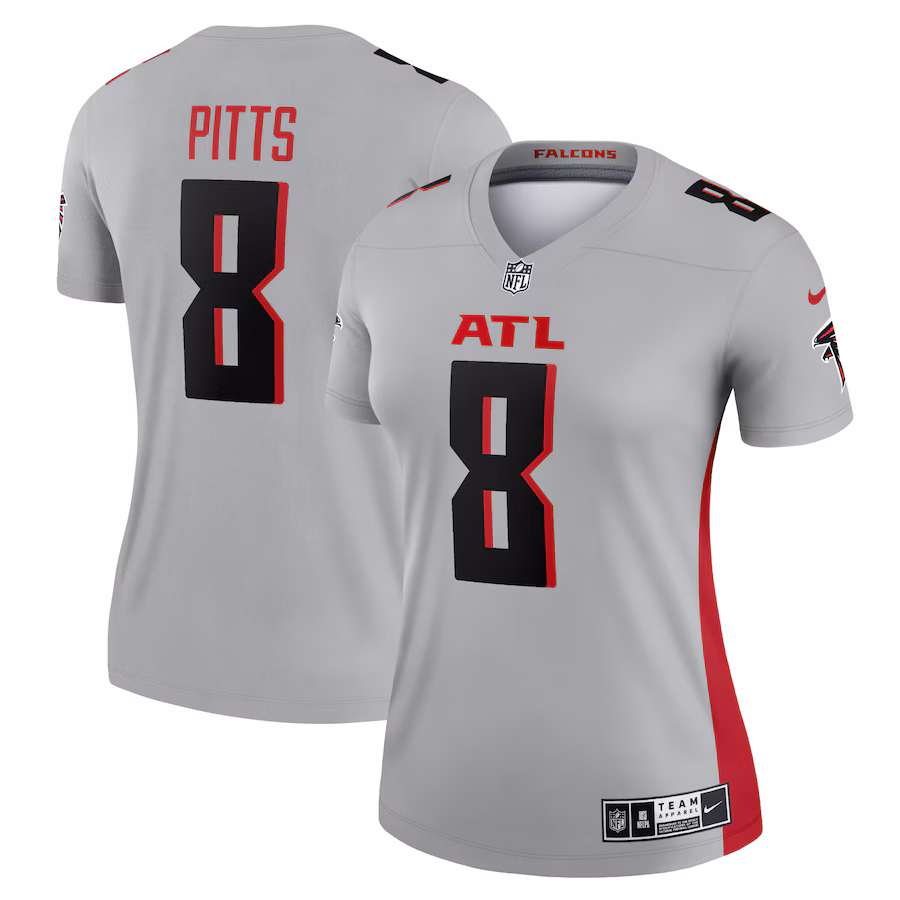Women's Atlanta Falcons Kyle Pitts Nike Gray Inverted Legend Player Performance Top - Ujersey