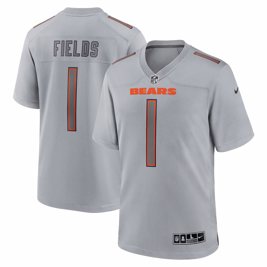 Men's Chicago Bears Justin Fields Nike Gray Atmosphere Fashion Game Jersey - Ujersey