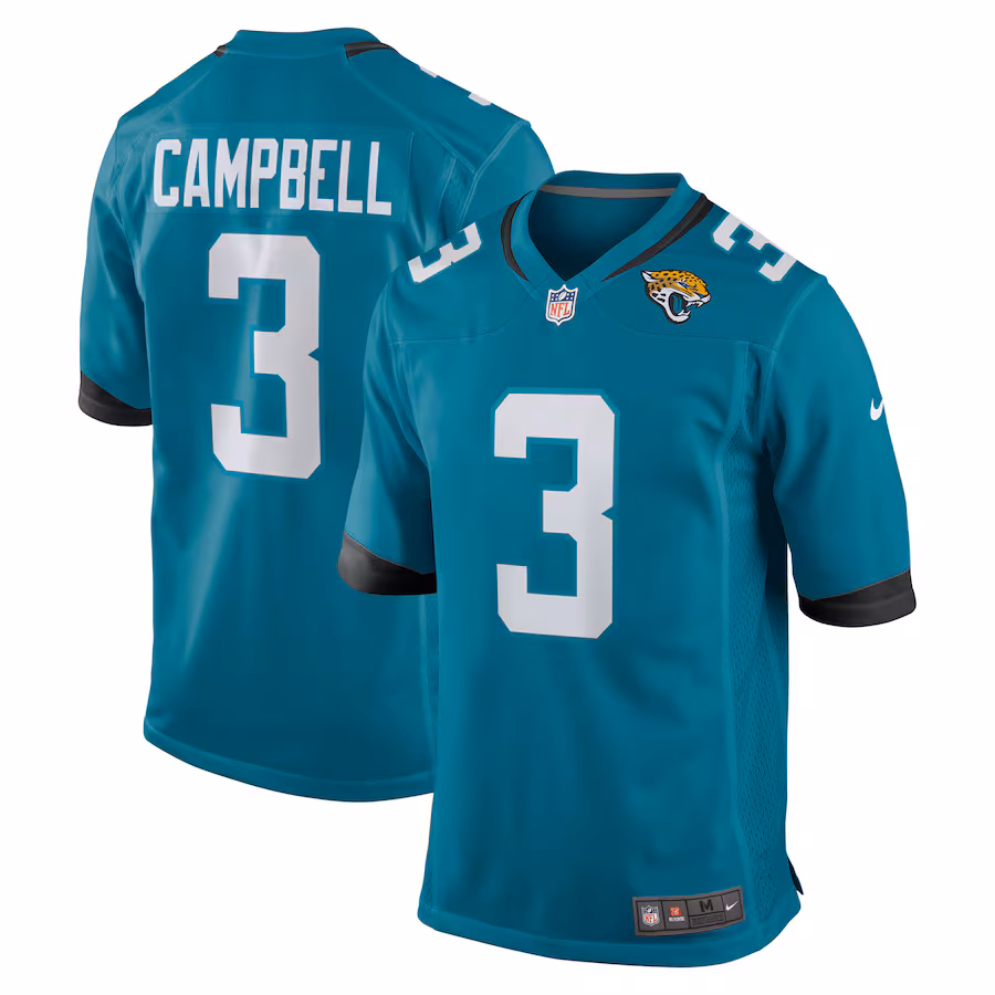Men's Jacksonville Jaguars Tyson Campbell Nike Teal Team Game Jersey - Ujersey