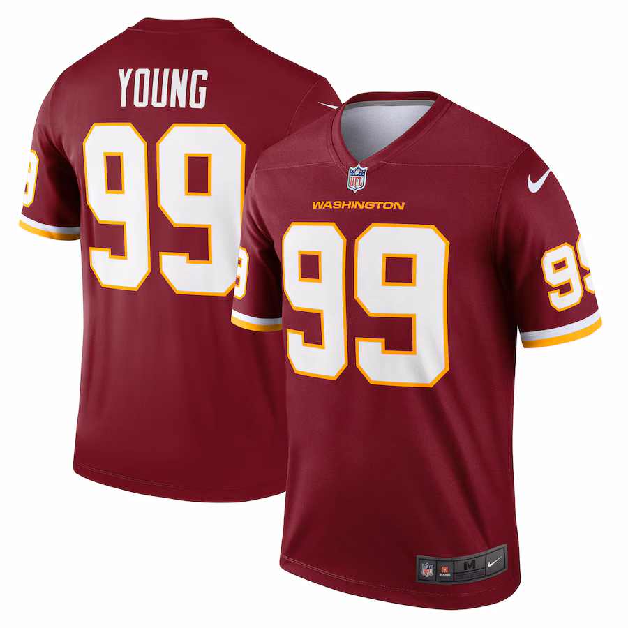 Men's Washington Football Team Chase Young Nike Burgundy Team Legend Player Performance Top - Ujersey