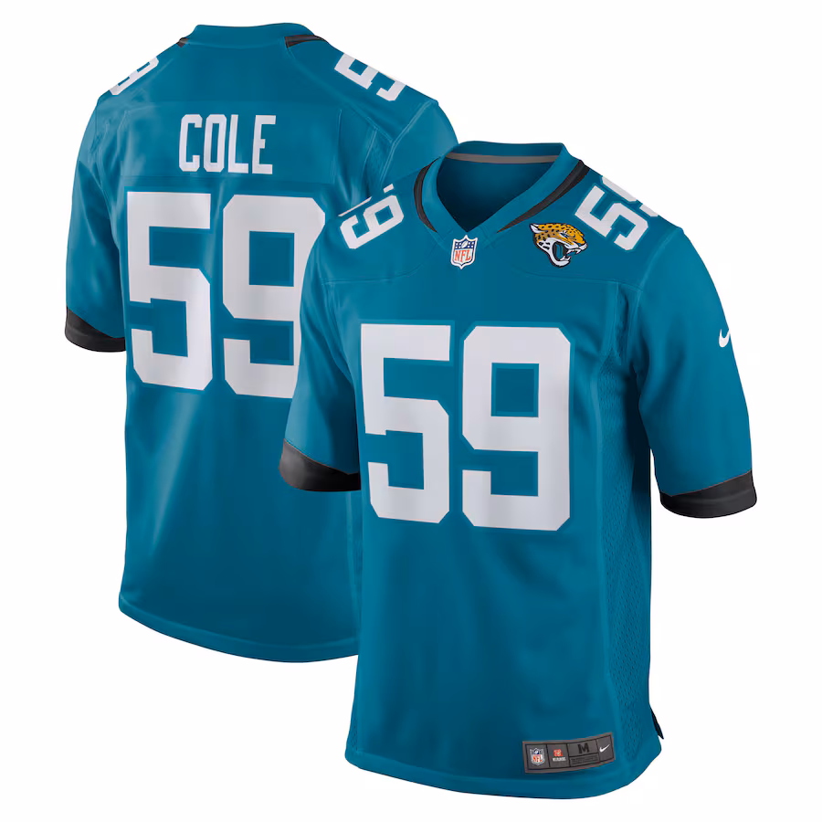 Men's Jacksonville Jaguars Myles Cole Nike Teal Team Game Jersey - Ujersey