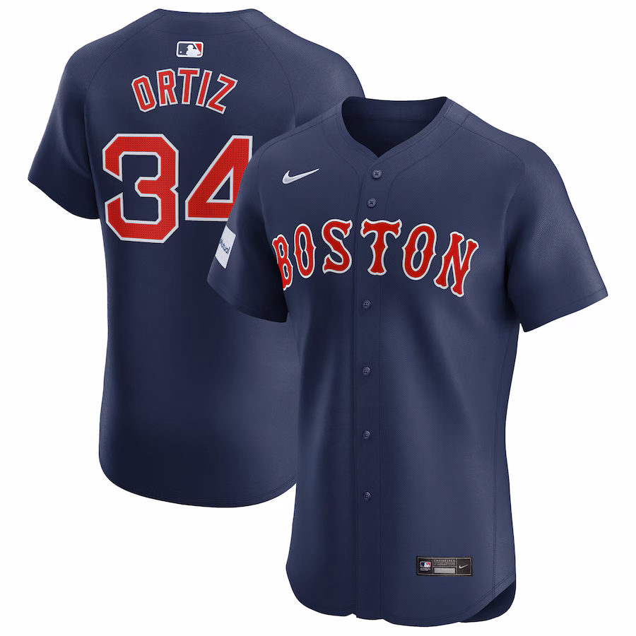 Men's Boston Red Sox David Ortiz Nike Navy Alternate Elite Sponsor Patch Player Jersey - Ujersey