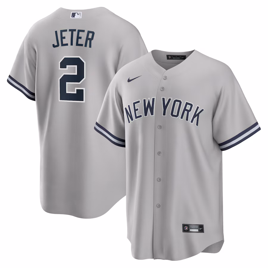 Men's New York Yankees Derek Jeter Nike Gray Big & Tall Road Replica Player Jersey - Ujersey
