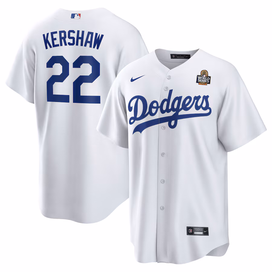 Men's Los Angeles Dodgers Clayton Kershaw Nike White 2024 World Series Home Replica Player Jersey - Ujersey